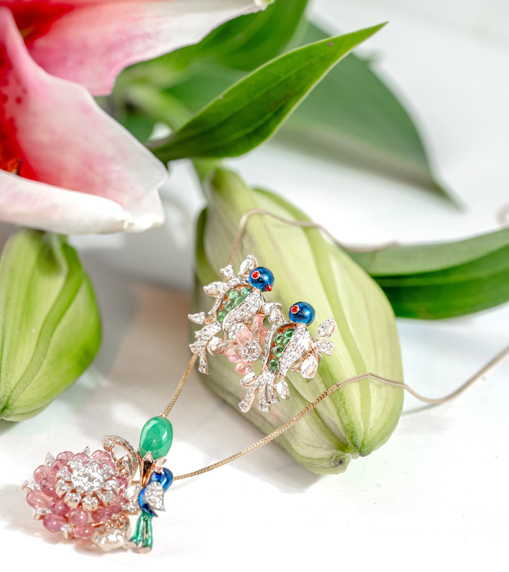 Peacock Motif Earring and Necklace Set