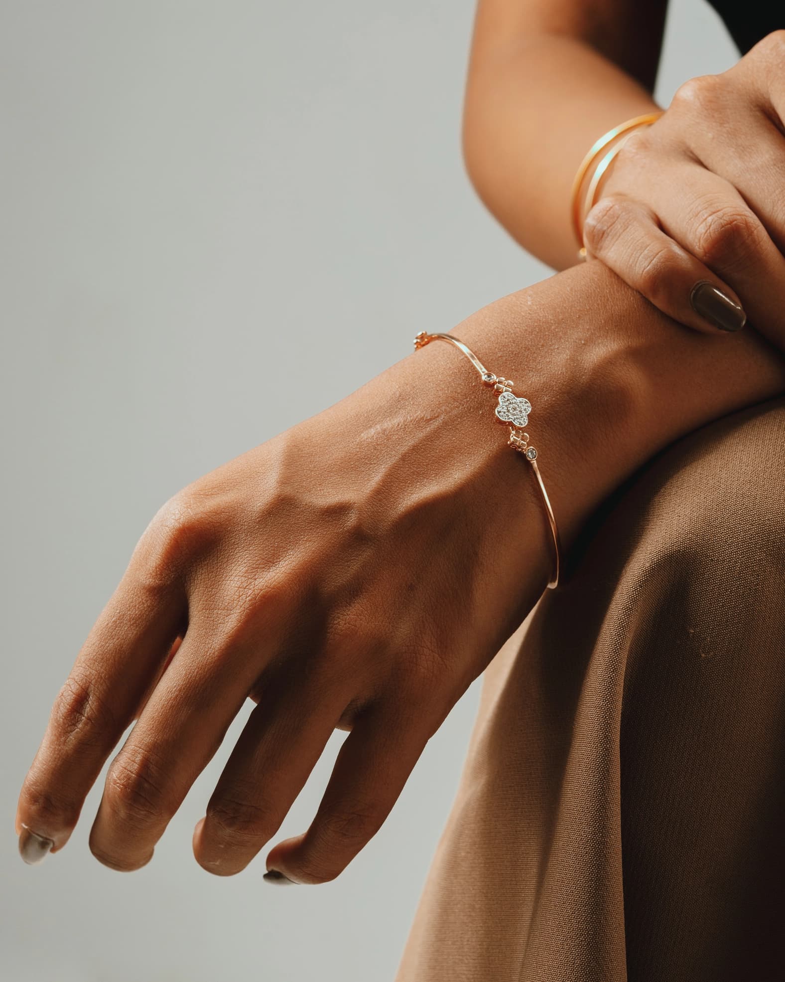 Gold & Diamond Clover Bracelet